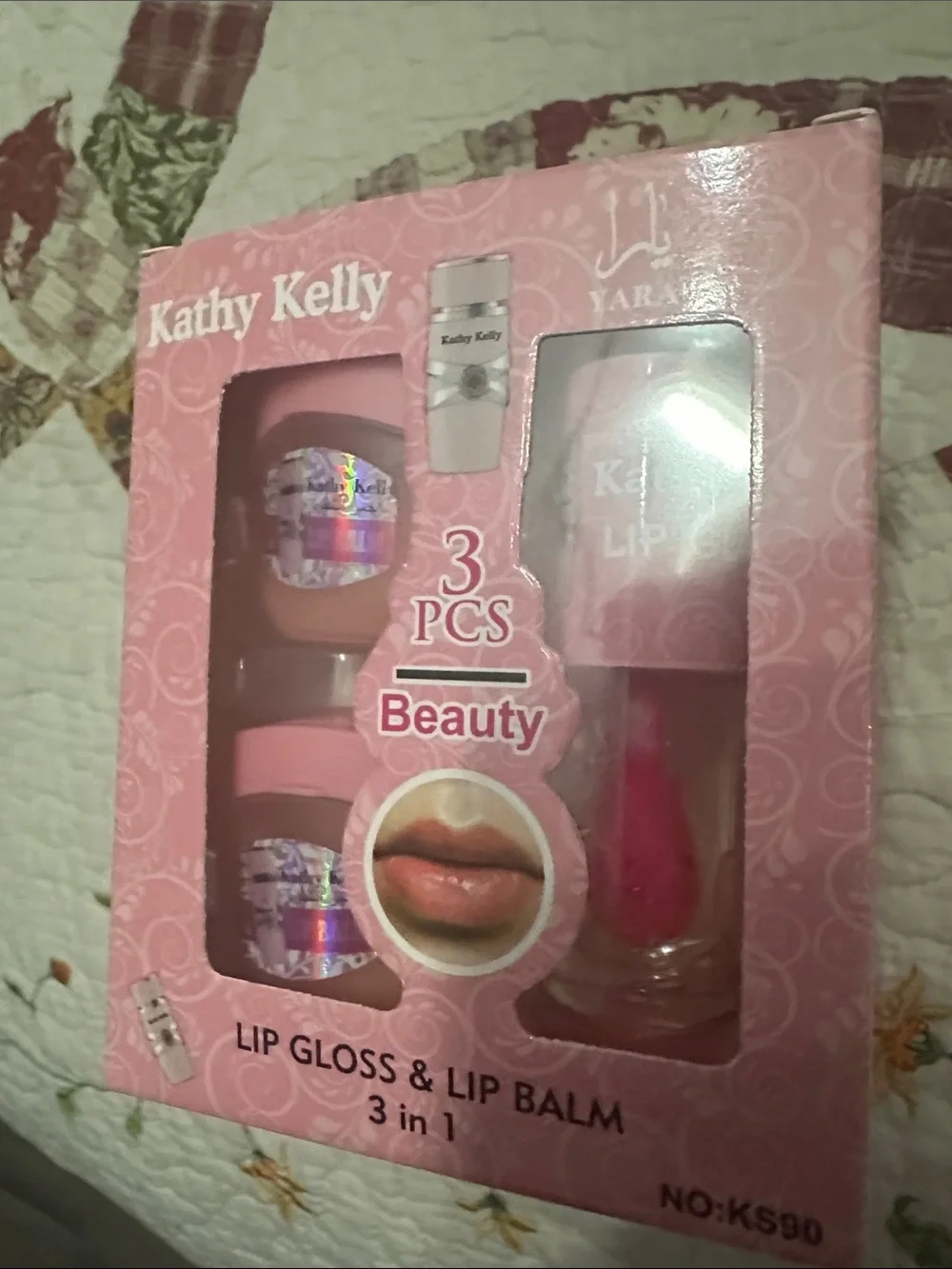 Kathy Kelly Pink Lip Gloss & Lip Balm 3-Piece Set